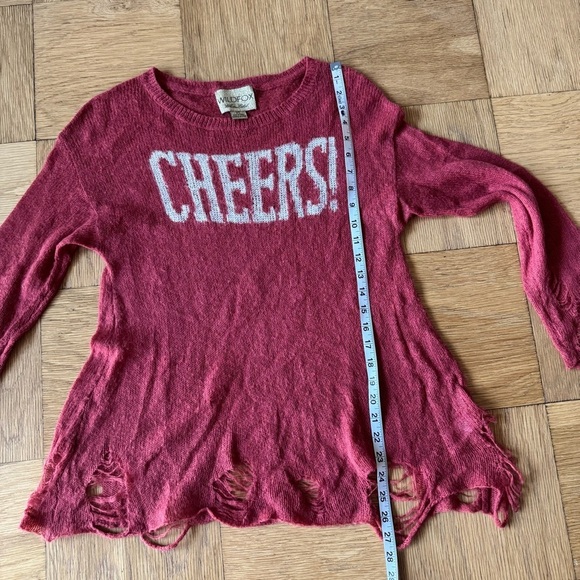 Wildfox XS Cheers Sweater Distressed Knit Pullover - Picture 8 of 8